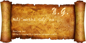 Némethi Géza névjegykártya
