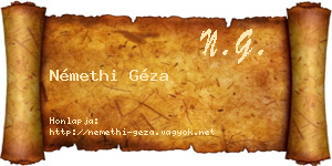 Némethi Géza névjegykártya